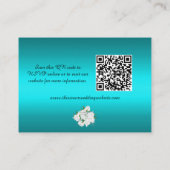 White Roses und die elegante Website Aqua Wedding Begleitkarte (Rückseite)