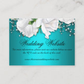 White Roses und die elegante Website Aqua Wedding Begleitkarte (Vorderseite)