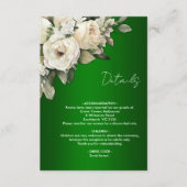White Roses und Emerald Green Boho Hochzeitdetails Begleitkarte (Vorderseite)
