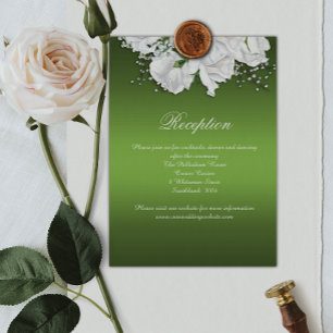 White Roses und Emerald Green Wedding Reception Begleitkarte