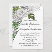 White Roses und Ferns Wedding Einladung (Vorderseite)