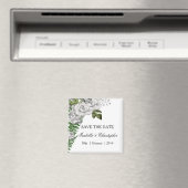 White Roses und Ferns Wedding speichern das Datum Magnet (In Situ (Geschirrspüler))