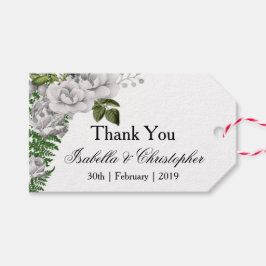 White Roses und Ferns Wedding Vielen Dank Geschenkanhänger