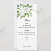 White Roses und Gipskraut Wedding Menu Card Einladung (Vorderseite)