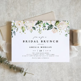 White Roses und Hydrangeas Bridal Brunch Einladung