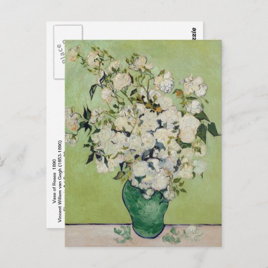 White Roses van Gogh Kunsthandwerk Postkarte (Vorne/Hinten)