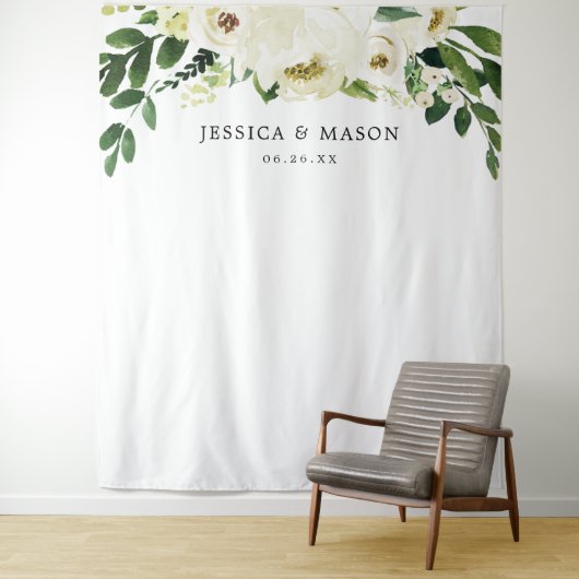 White Roses Wedding Banner Wandteppich (Beispiel)