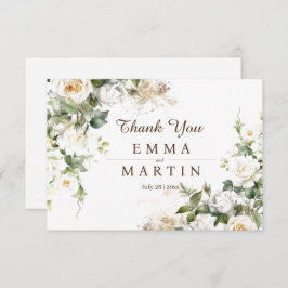 White Roses Wedding Blume Dankeskarte