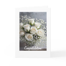 White Roses Wedding Card