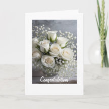 White Roses Wedding Card