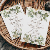 White Roses Wedding Elegant Einladung