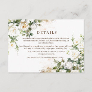 White Roses Wedding Elegante Flora Begleitkarte