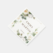 White Roses Wedding Elegante Florals Serviette (Ecke)