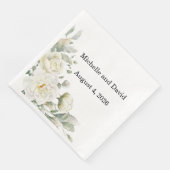 White Roses Wedding, Reception, Dinner Napkins Serviette (Ecke)