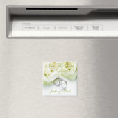 White Roses & Wedding Rings - Save the Date Magnet (In Situ (Geschirrspüler))