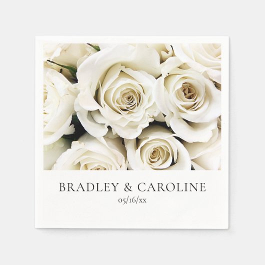 White Roses Wedding Serviette (Vorderseite)