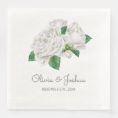 White Roses Wedding Serviette (Vorderseite)