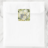White Roses Wedding Suite Blush Champagne Quadratischer Aufkleber (Tasche)
