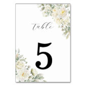 White Roses Wedding Table Number Sign Tischnummer (Vorderseite)