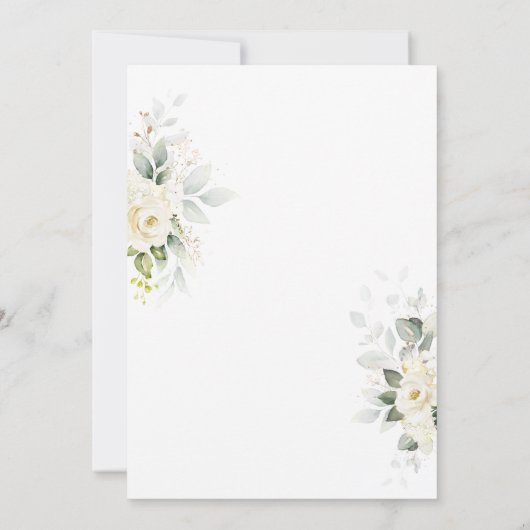 White Roses Wedding Table Seekartenkarte (Rückseite)