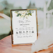 White Roses Wedding Timeline Sign Sockelschild