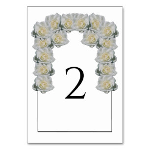 White Roses Wedding Tischnummer Card