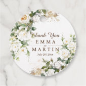 White Roses Wedwers Danke Geschenkanhänger (Rückseite)