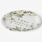 White Roses Wedwers Pappteller (Schrägansicht)