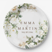 White Roses Wedwers Pappteller (Vorderseite)