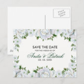 White Roses Wreath Ankündigungspostkarte (Vorne/Hinten)