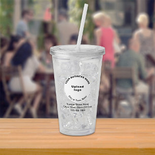 White Round Business Brand on Acrylic Tumbler Acryltrinkbecher