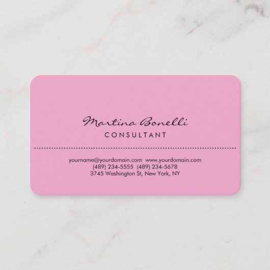 White Rounded Corner Lavendel Pink Business Card Visitenkarte (Vorderseite)