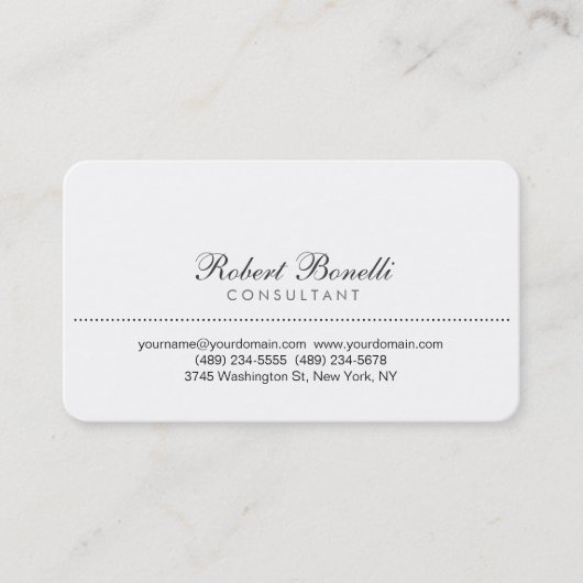 White Roundle Corner Consultant Business Card Visitenkarte (Vorderseite)