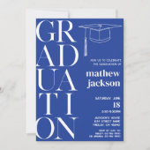 White Royal Blue Background '24 Graduation Party Einladung (Vorderseite)