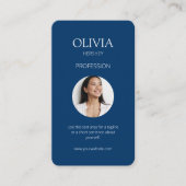 White / Royal Blue Foto Social QR Code Visitenkarte (Vorderseite)