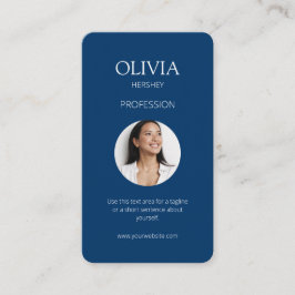 White / Royal Blue Foto Social QR Code Visitenkarte