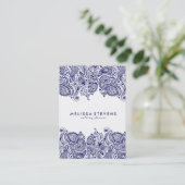White & Royal Blue Paisley Lace Wedding Planner Visitenkarte (Stehend Vorderseite)