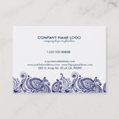 White & Royal Blue Paisley Lace Wedding Planner Visitenkarte (Rückseite)