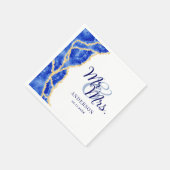 White Royal Blue und Gold Agate Elegante Wedding Serviette (Ecke)