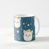 White Royal Cat Pattern Kaffeetasse (VorderseiteRechts)
