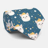 White Royal Cat Pattern Krawatte (Gerollt)
