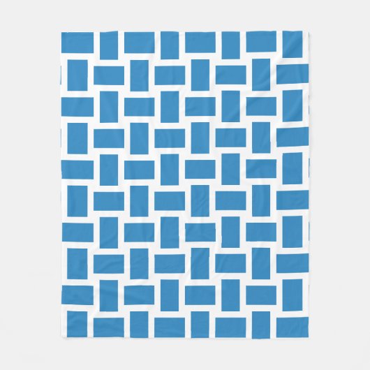 White & Royal Pastel Blue Weave Design Fleecedecke (Vorderseite)