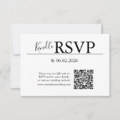 White RSVP QR Code Card for Modern Wedding Karte (Vorderseite)
