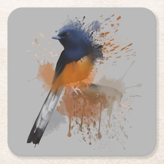 White Rumped Shama Bird Rechteckiger Pappuntersetzer (Vorderseite)