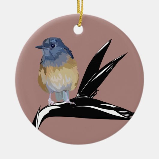 White Rumped Shama-Vogel Keramik Ornament (Vorne)
