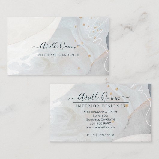 White Rust Blue Abstrakte Formen Räume Designer Visitenkarte (Vorne/Hinten)