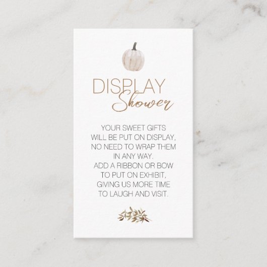 White Rustic Boho Pumpkin Baby Display Dusche Begleitkarte (Vorderseite)