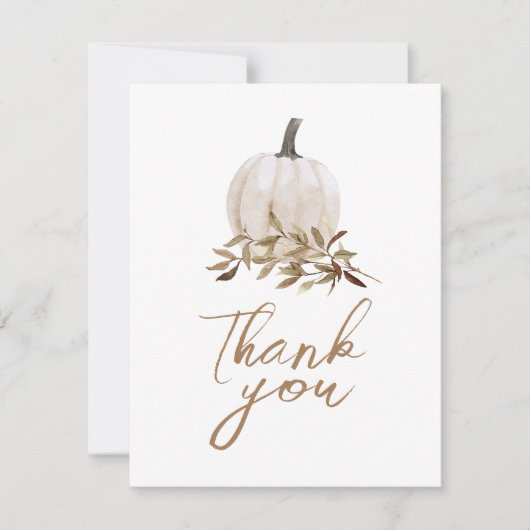 White Rustic Boho Pumpkin Baby Dusche Danke (Vorderseite)