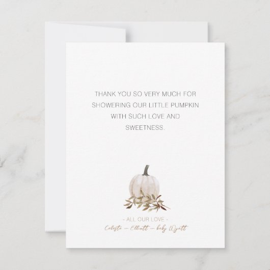 White Rustic Boho Pumpkin Baby Dusche Danke (Rückseite)