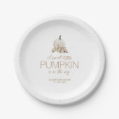 White Rustic Boho Pumpkin Baby Dusche Pappteller (Vorderseite)